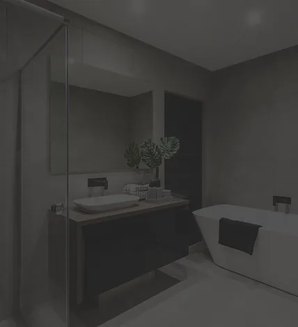 Bad mit Dusche, Waschtisch und freistehender Badewanne